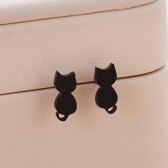 Set (3) pair Stainless Steel KITTY CAT Stud Earrings - Picture 8 of 9